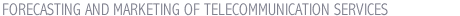 FORECASTING AND MARKETING OF TELECOMMUNICATION SERVICES